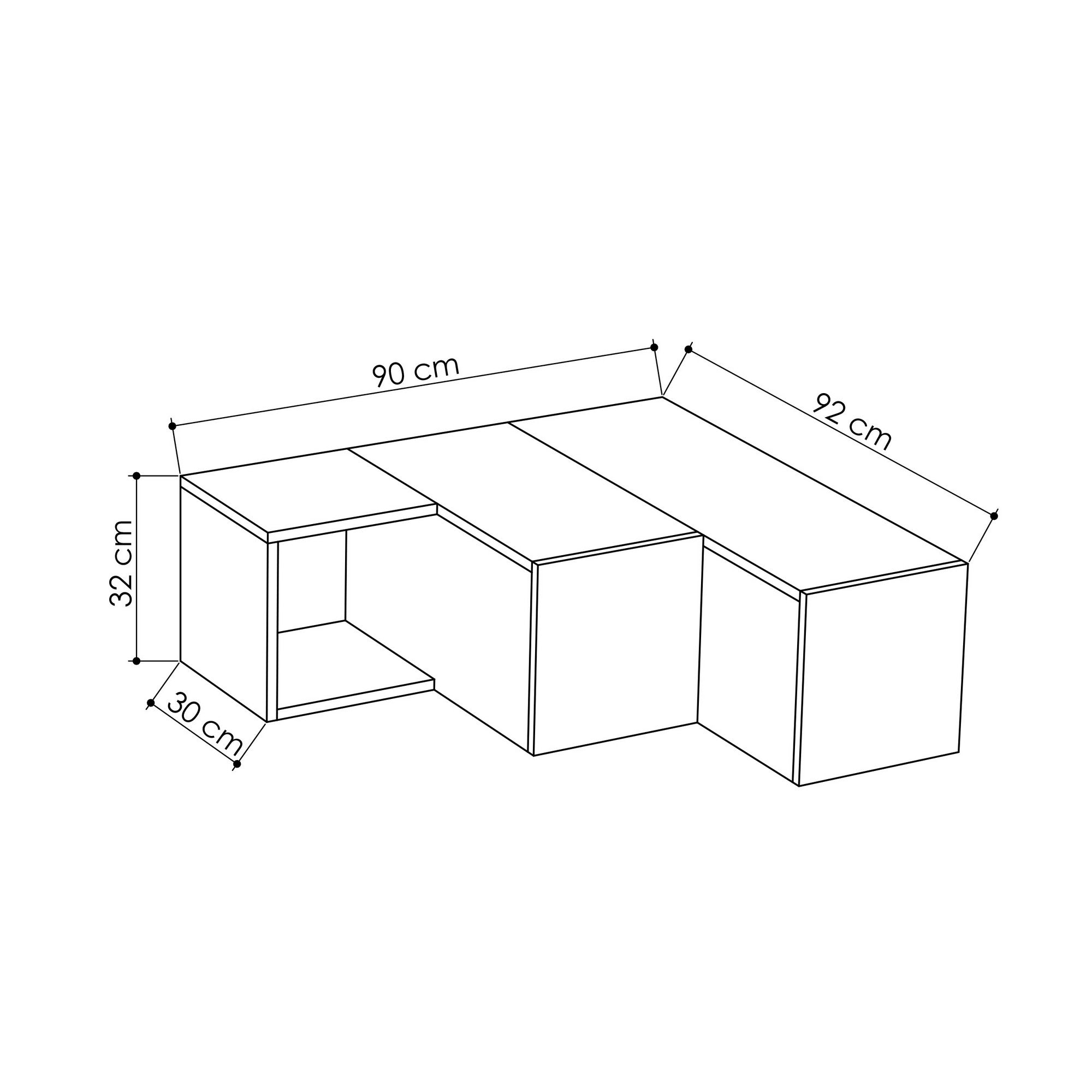 Calicosy - COMPACT TVhoekmeubel met 2 laden - H32 cm