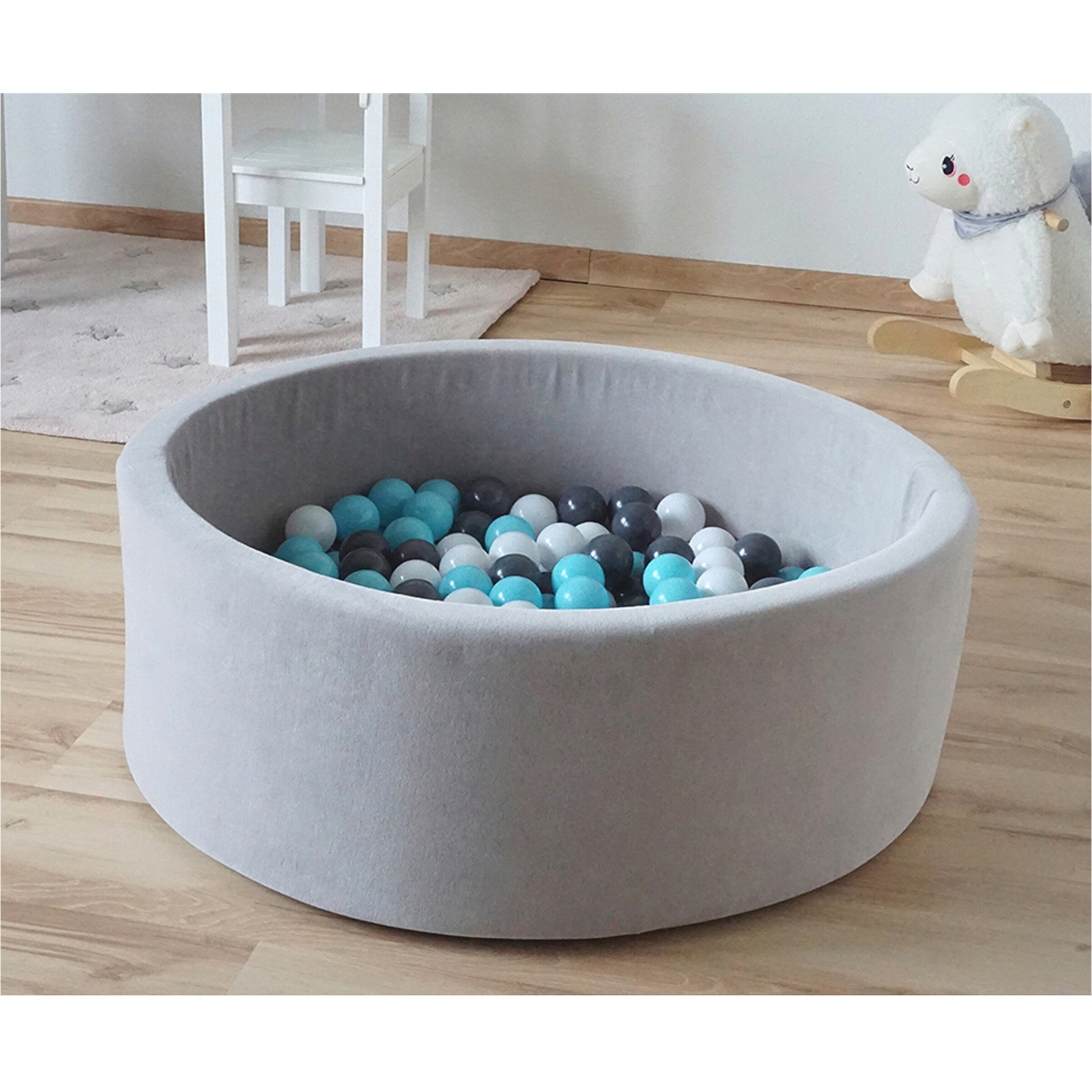 Knorrtoys Bällebad soft - Grey mit 300 Bällen grau/hellblau