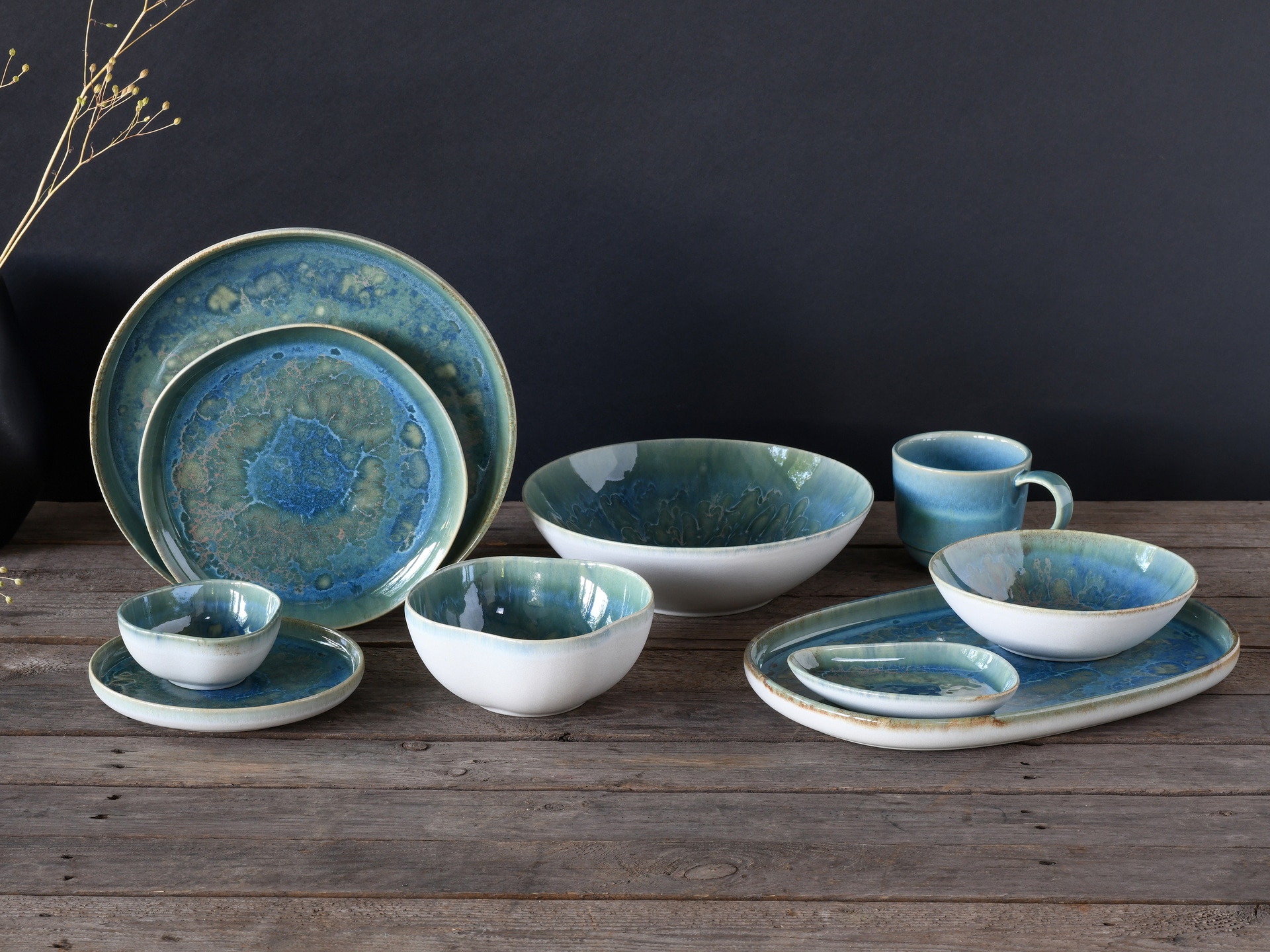 CreaTable Speiseteller YUKI 6er Set 28 cm Hochwertiges Steinzeug