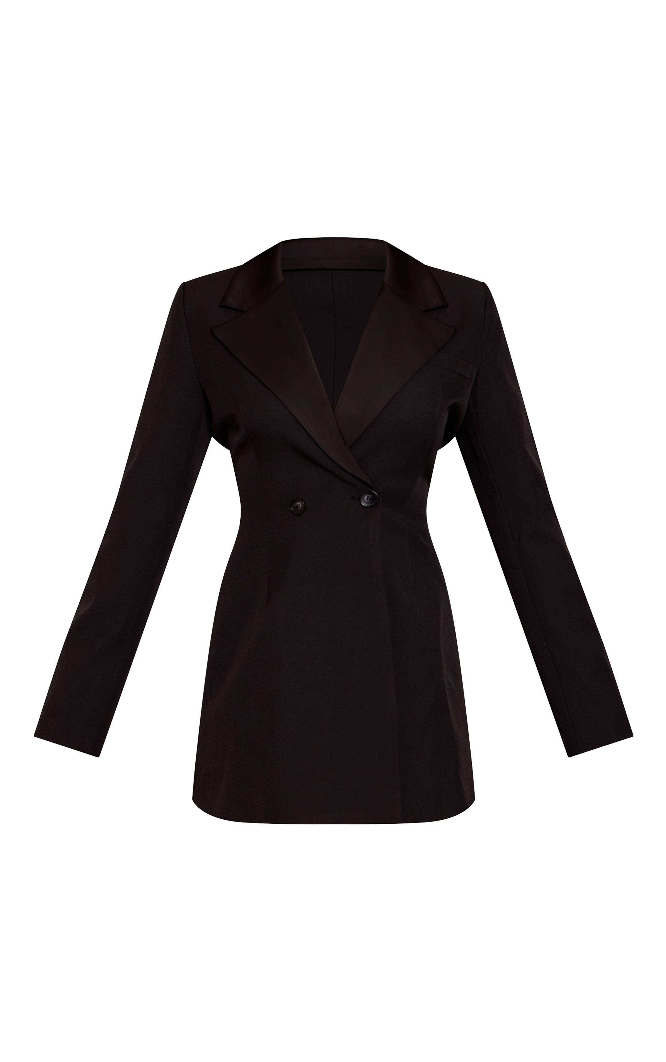 Noir Robe Blazer Structurée Tissée Ajustée