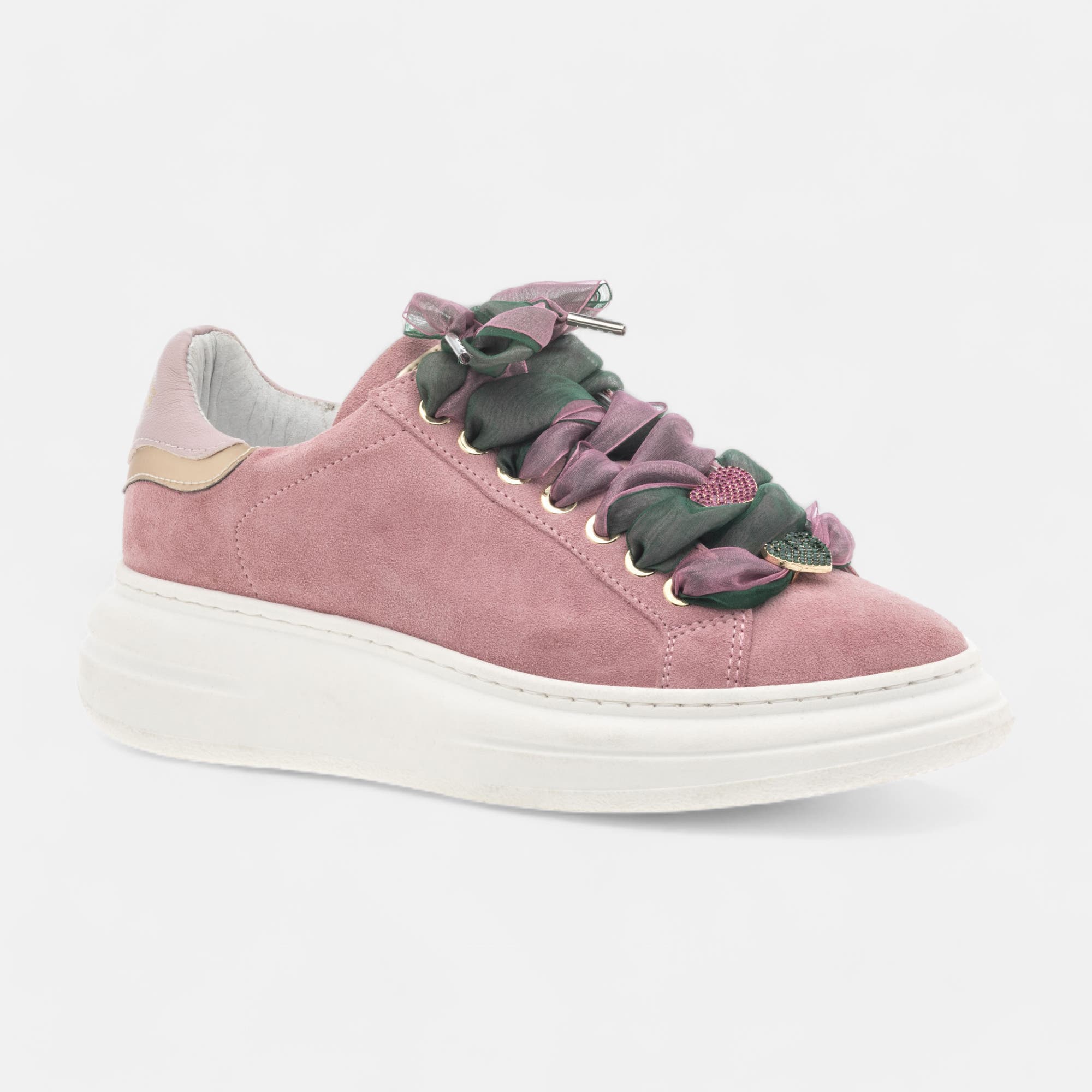 Baskets basses Femme en cuir rose