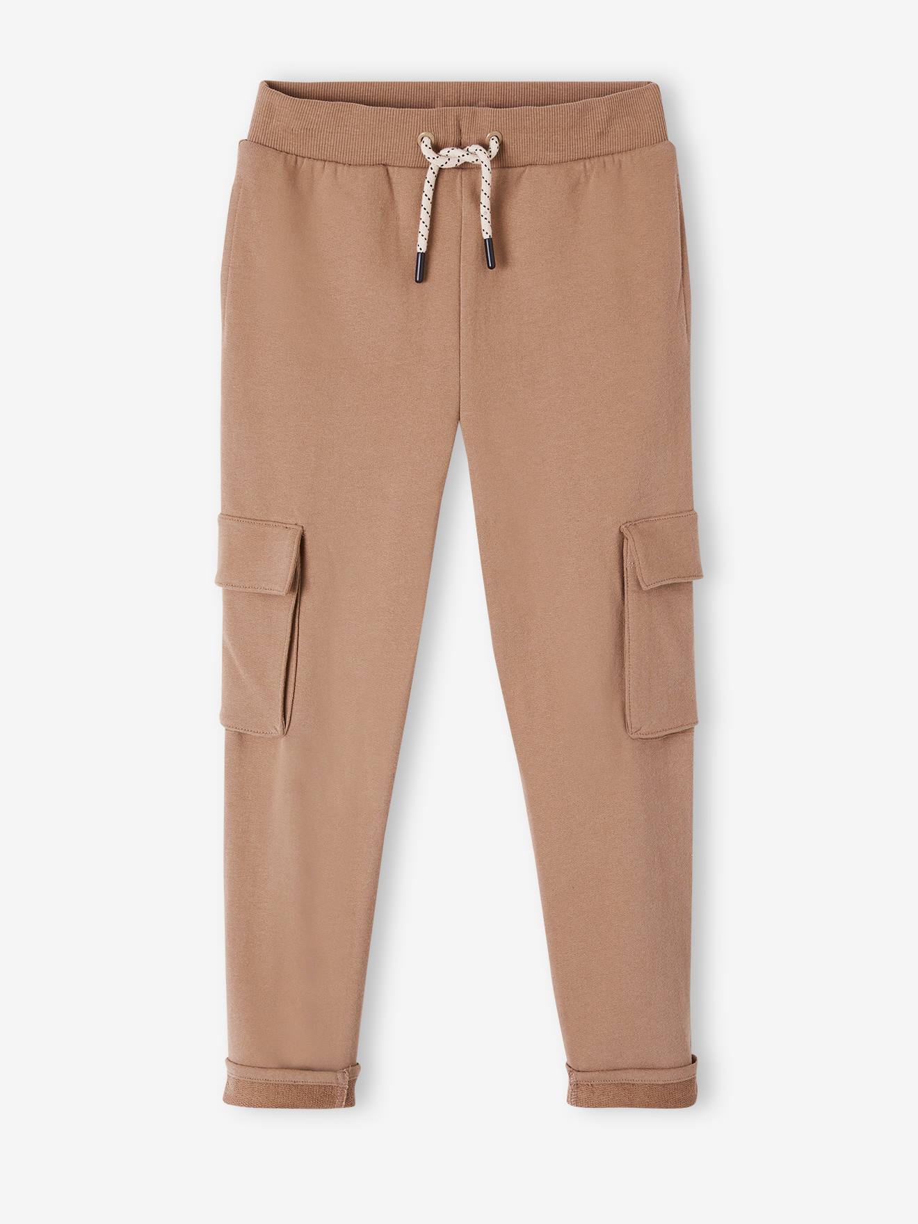Calça de moletom cinza mesclado para meninos com bolso cargo