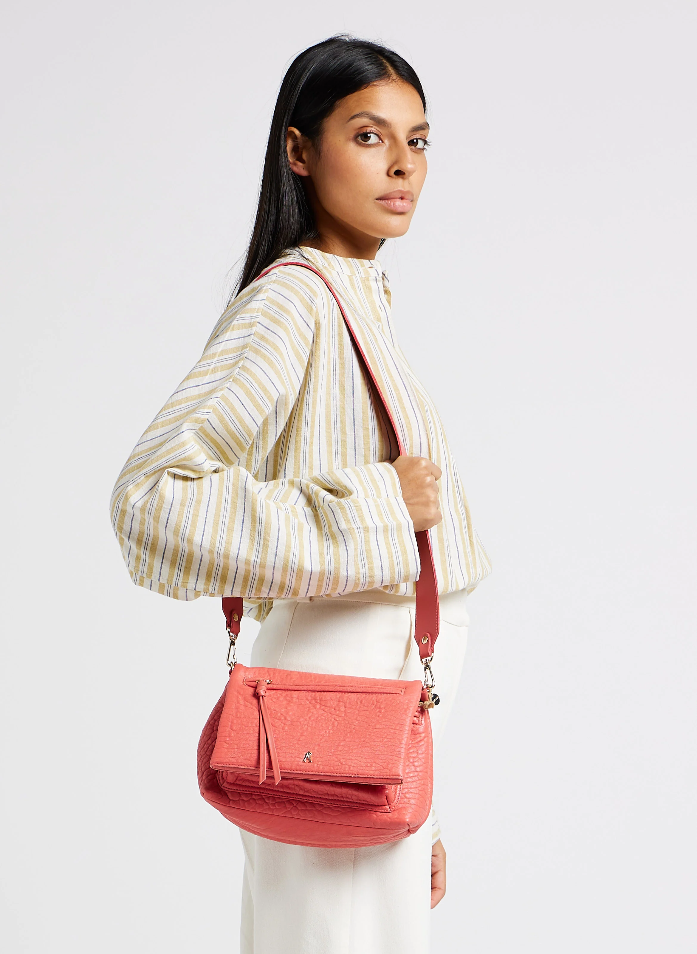 MODULE - Sac besace en cuir mélangé | Rose