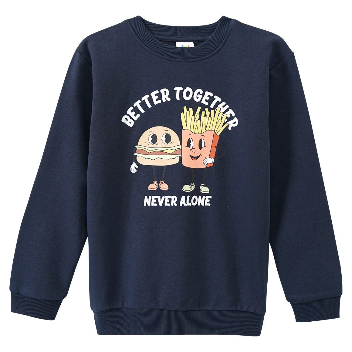Famy Jungen Sweatshirt mit lustigem Print dunkelblau