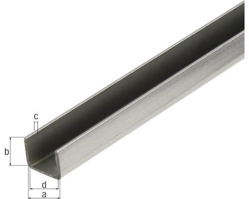 U-profiel staal 20x20x1,5 mm, 3 m