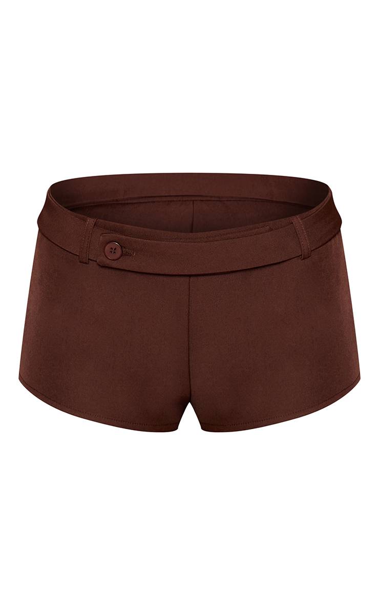 Chocolat Ensemble Short Taille Haute Avec Détail Bouton
