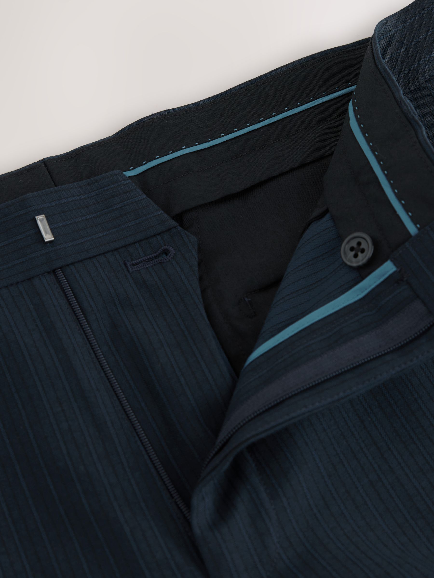 Donkerblauw - Slim-fit gestreepte kostuumbroek