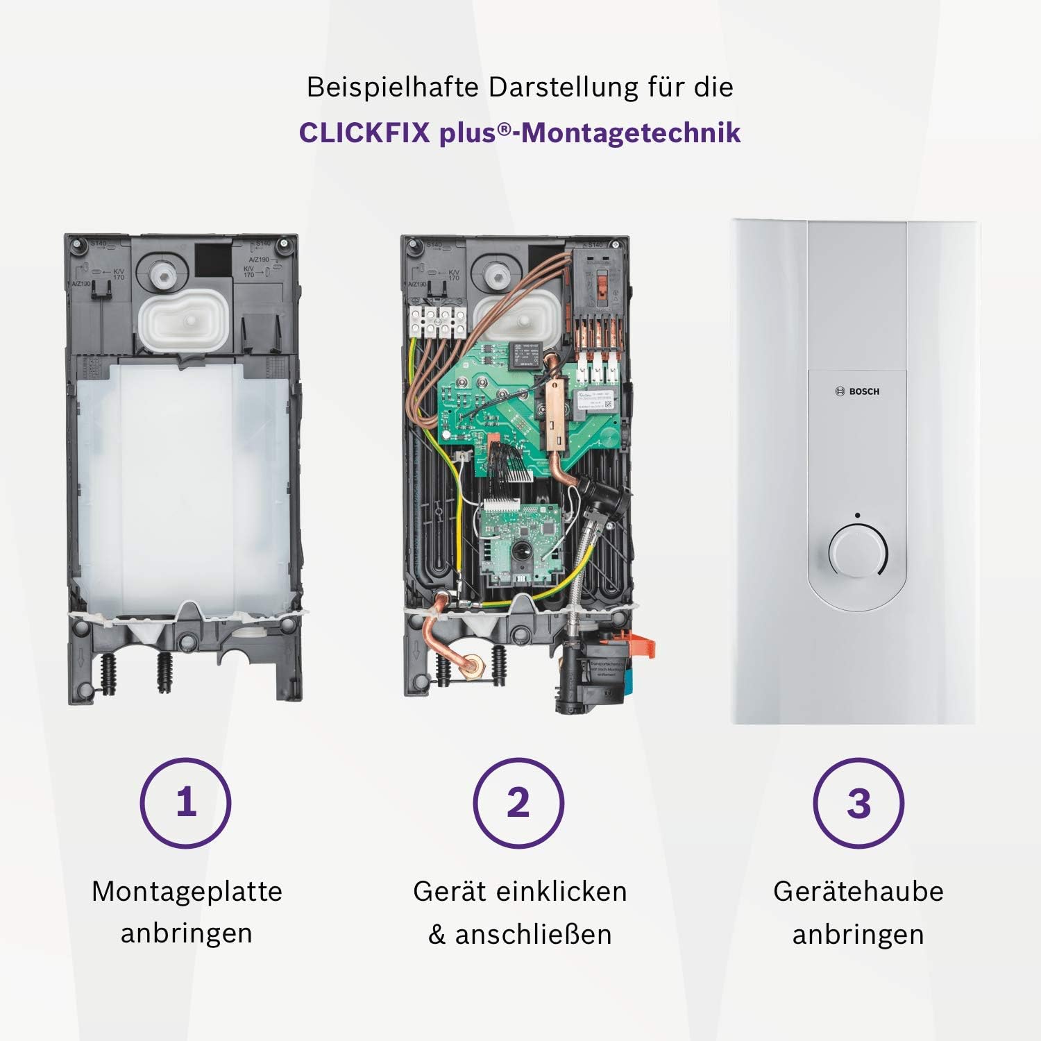 Bosch elektronischer Durchlauferhitzer Tronic 5000, 21/24 kW, Übertischgerät, druckfest mit 2-in-1 Leistungsumschaltung, LED-Anzeige