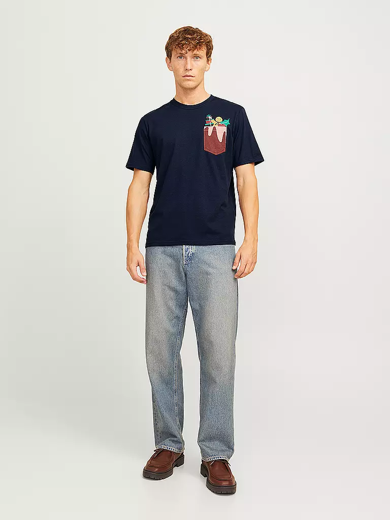 JACK & JONES T-Shirt JJXMAS dunkelblau