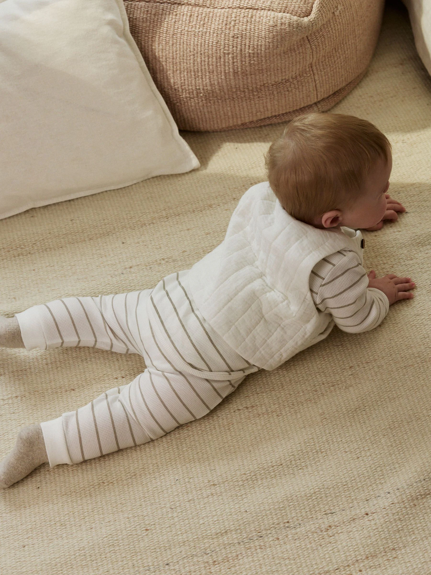Wit gestreept - Baby Bodywarmer Top en Leggings Set (0mnd-2jr)