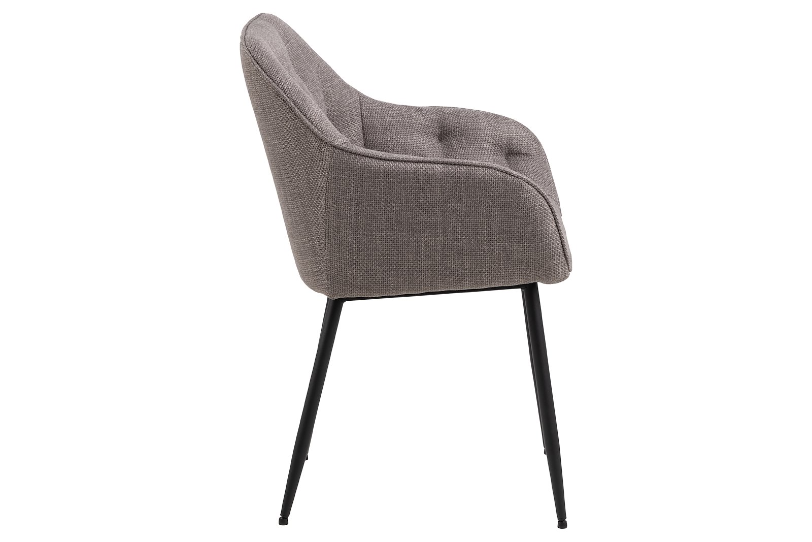 Brooke spisestol Tekstil Basel 34 light grey-brown med sortlakkert stålben. Med arm.