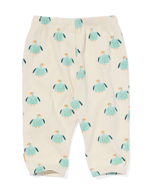 legging nouveau-né côtelé oies blanc cassé