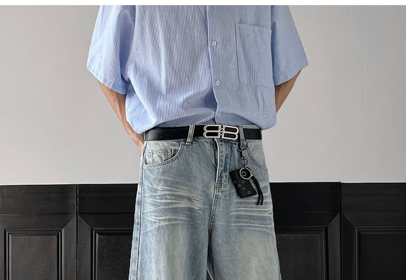 AXEN - Mid Rise Washed Wide Leg Jeans