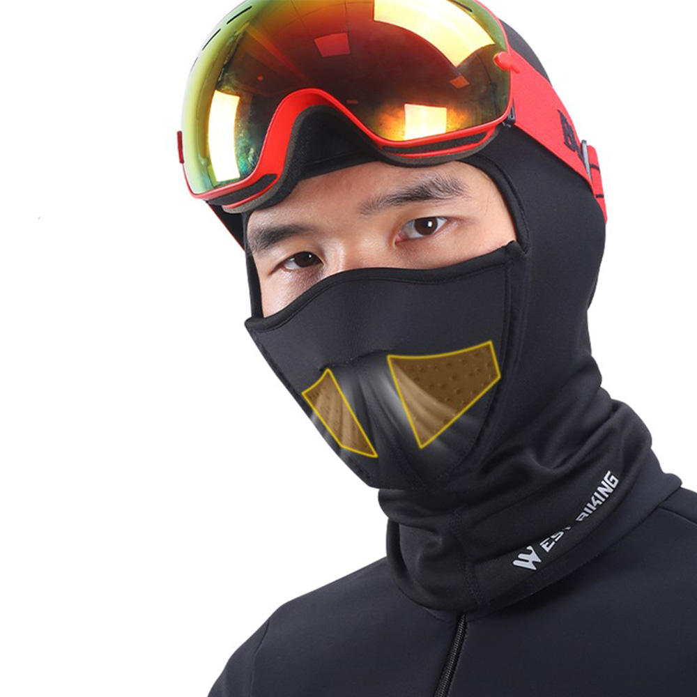 Winddichte Ski Sturmhaube Motorrad Halstuch Kälte   UV Gesichts Schutzmaske mit Magnetischer Klappe - Schwarz