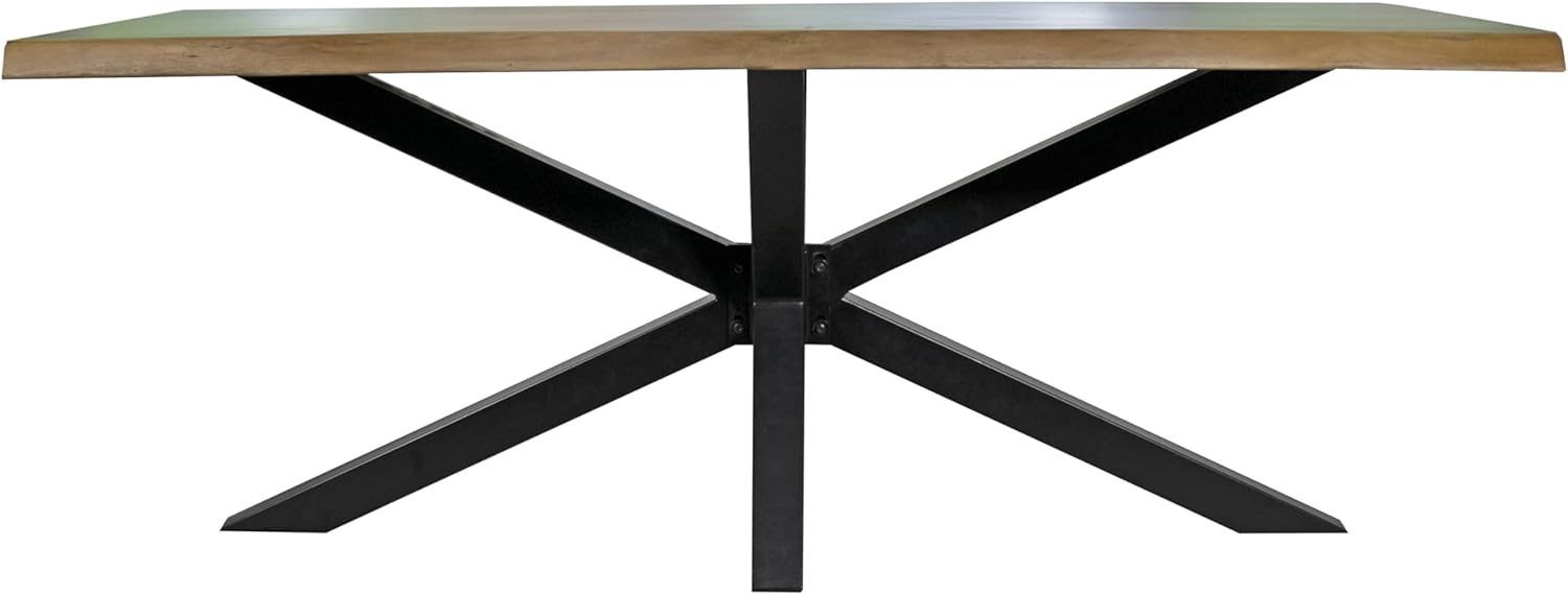 SAM Esstisch 120 x 80 cm Tim, Baumkantentisch naturfarben, Akazienholz massiv, Spider-Gestell aus Metall Schwarz
