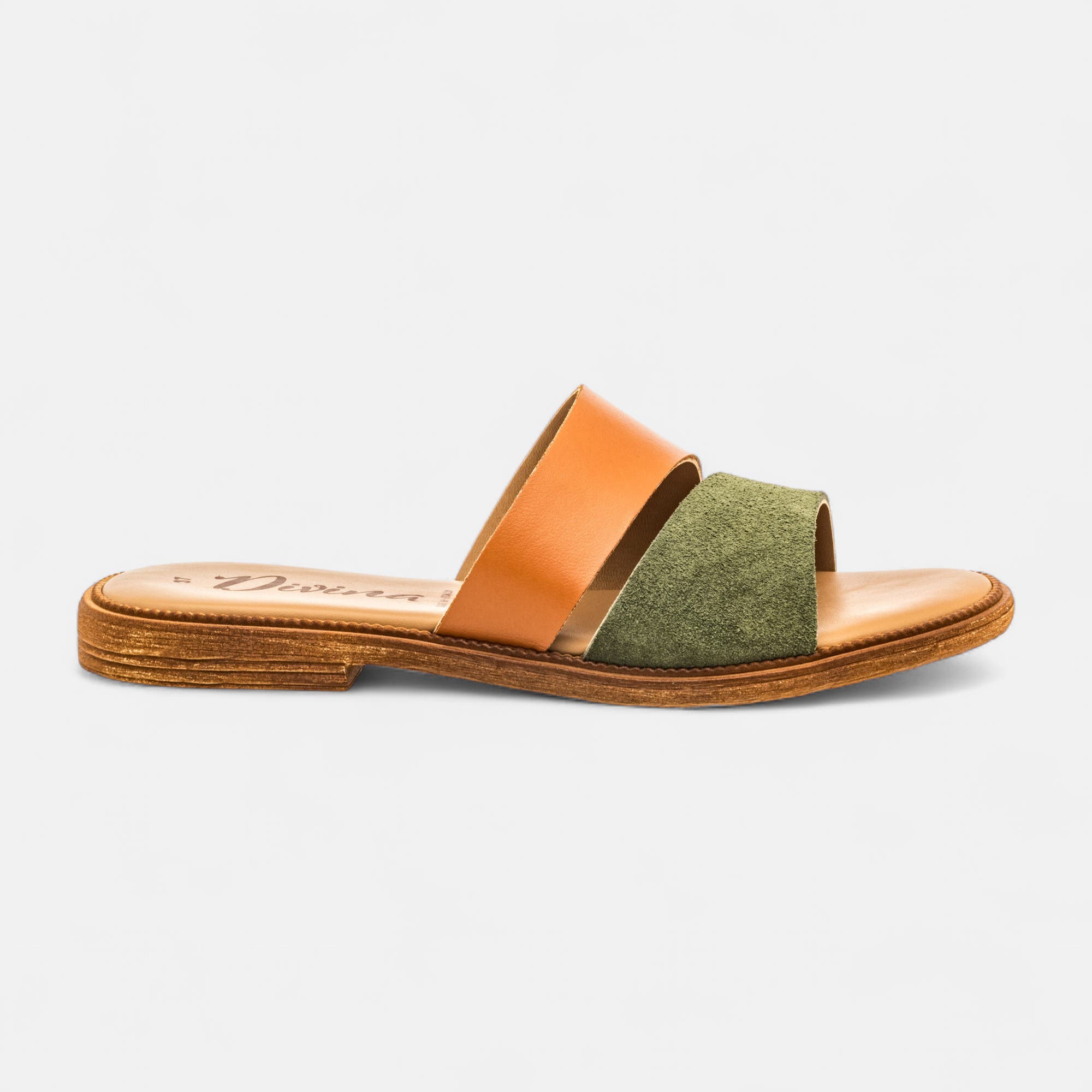 Mules Femme en cuir cognac