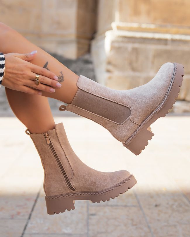 Bottines femme beige chelsea - Amel