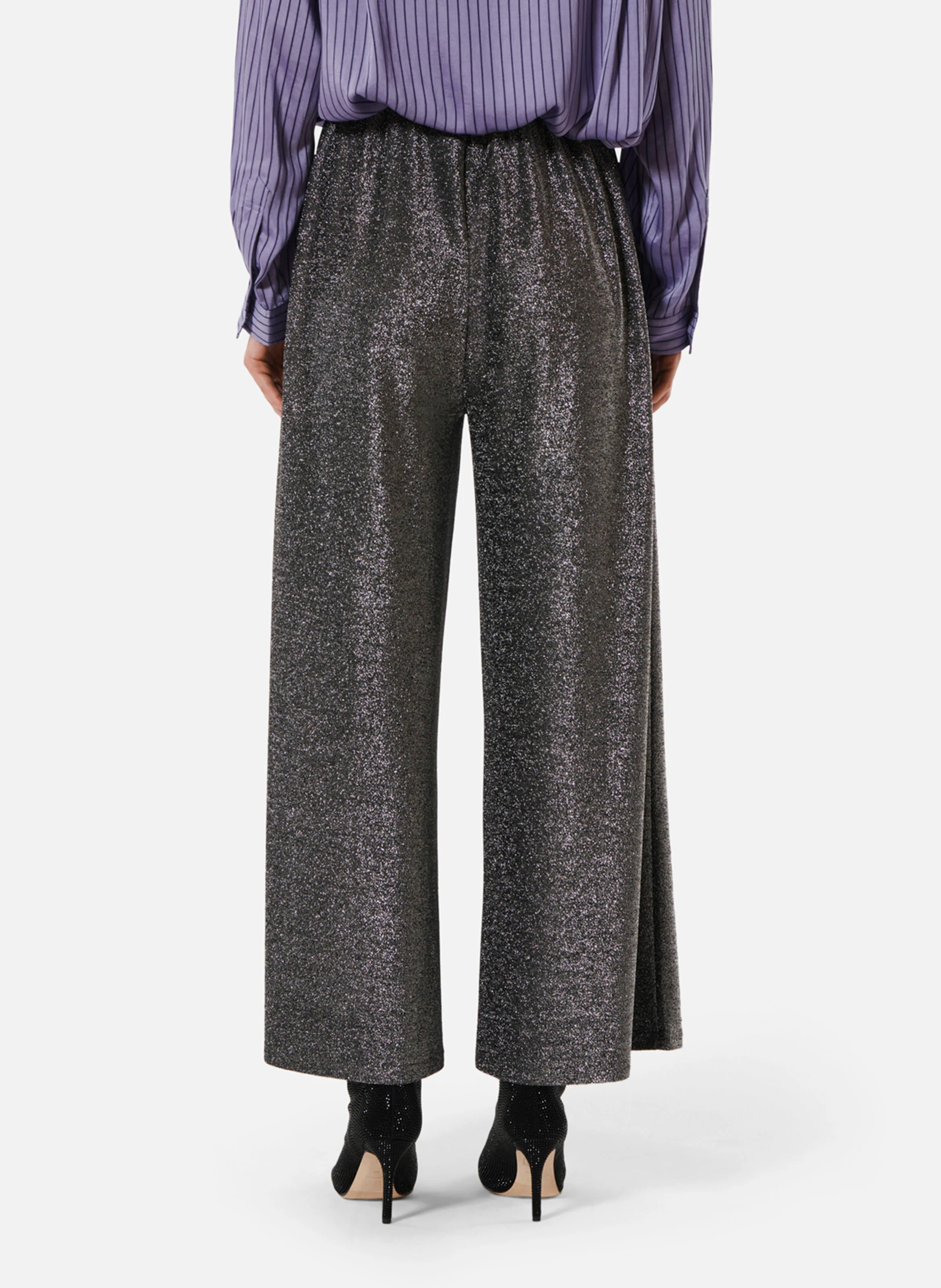 DISCO - Pantalon large en lurex| Argent