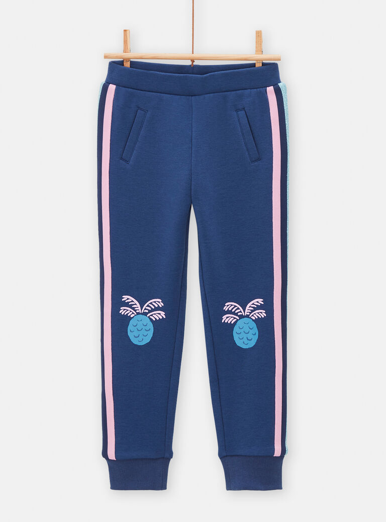 Pantalon bleu en molleton doublé chaud pour fille
