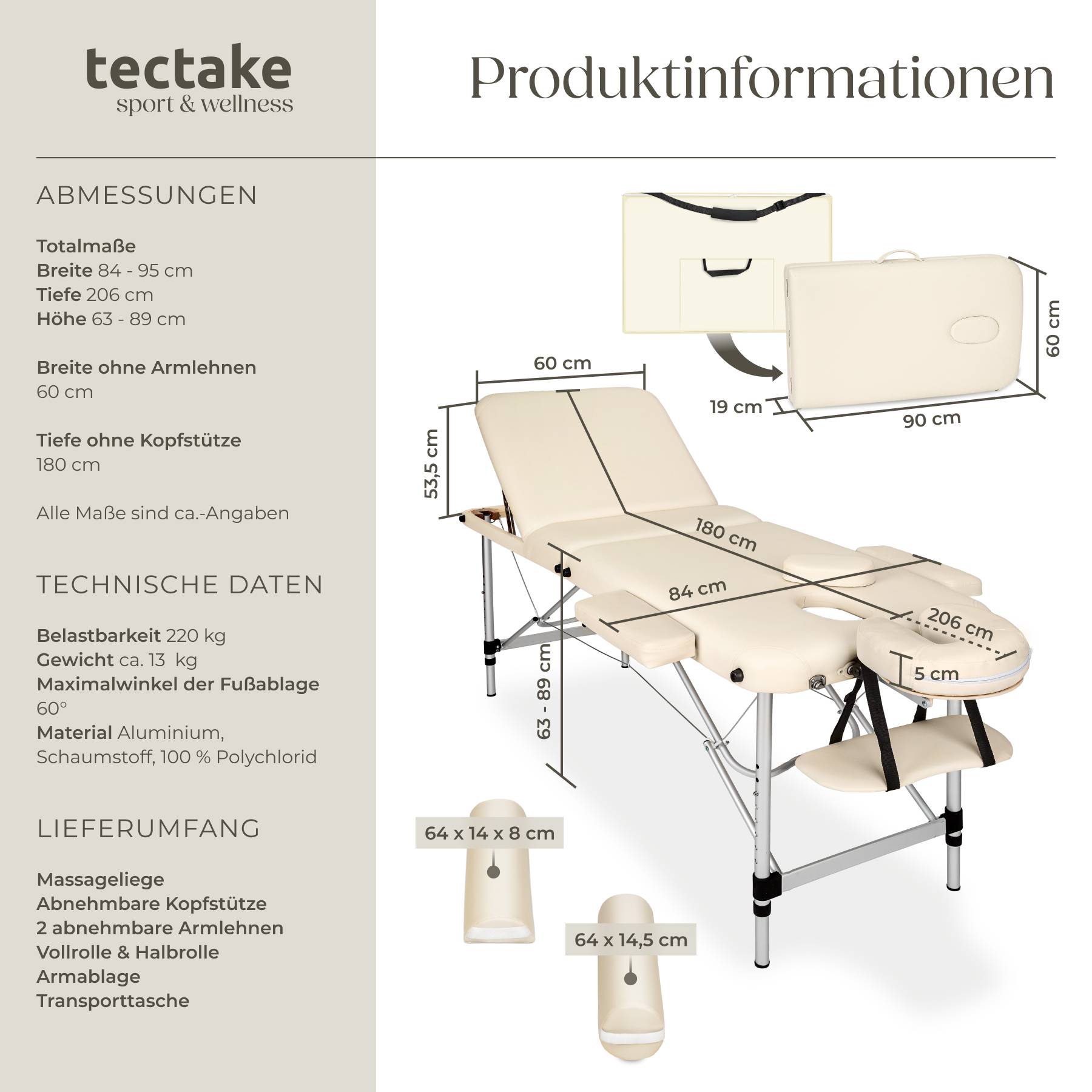 3 Zonen Massageliege-Set