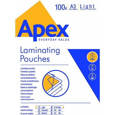 Fellowes Apex - 100 pochettes de plastification A3 (303 x 426 mm) - 80 microns
