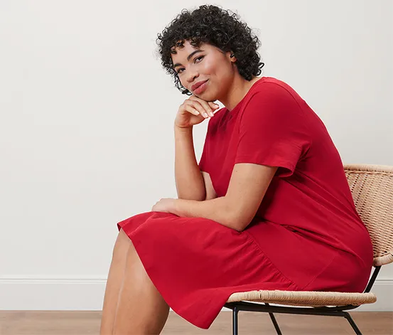 Jerseykleid mit Volant, rot