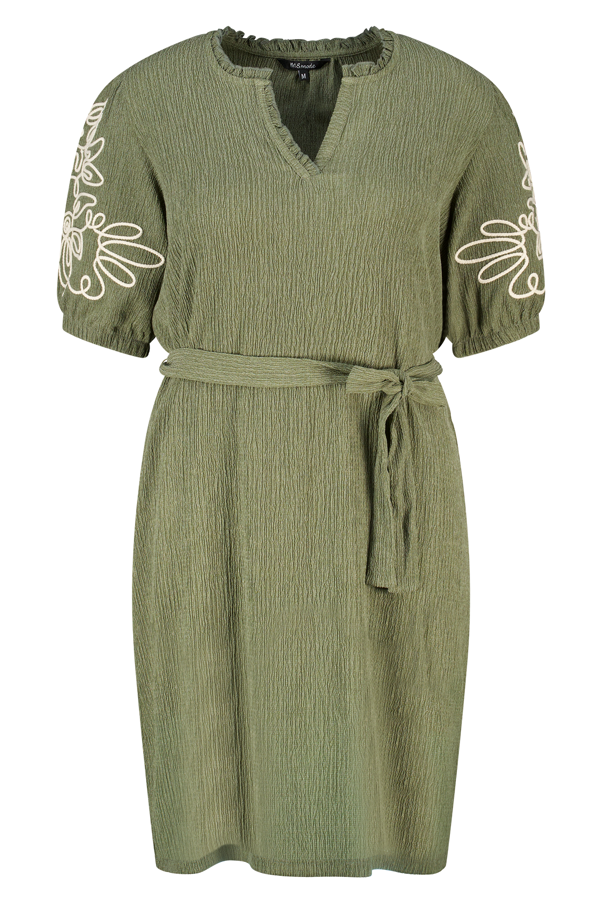 Jurk met details op de mouwen Khaki