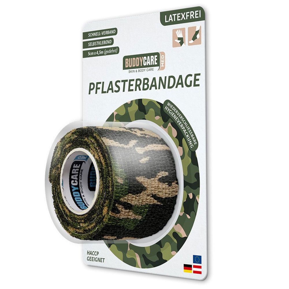 BUDDYCARE® MED Fingertape GRÜN CAMOUFLAGE 5 cm x 4,5m Latexfrei