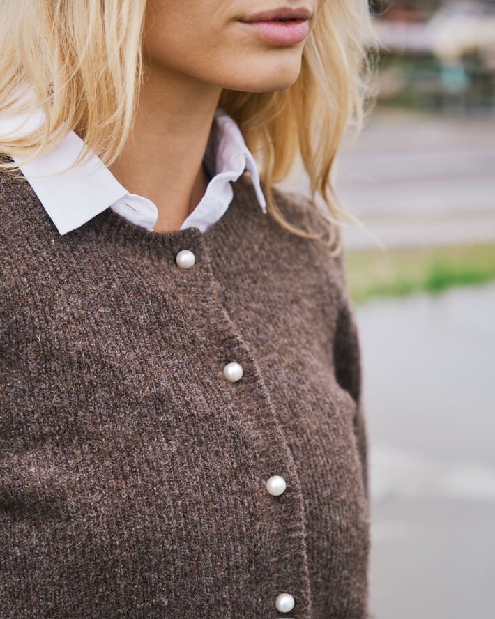Neo Noir Nuna Knit Cardigan Brown melange