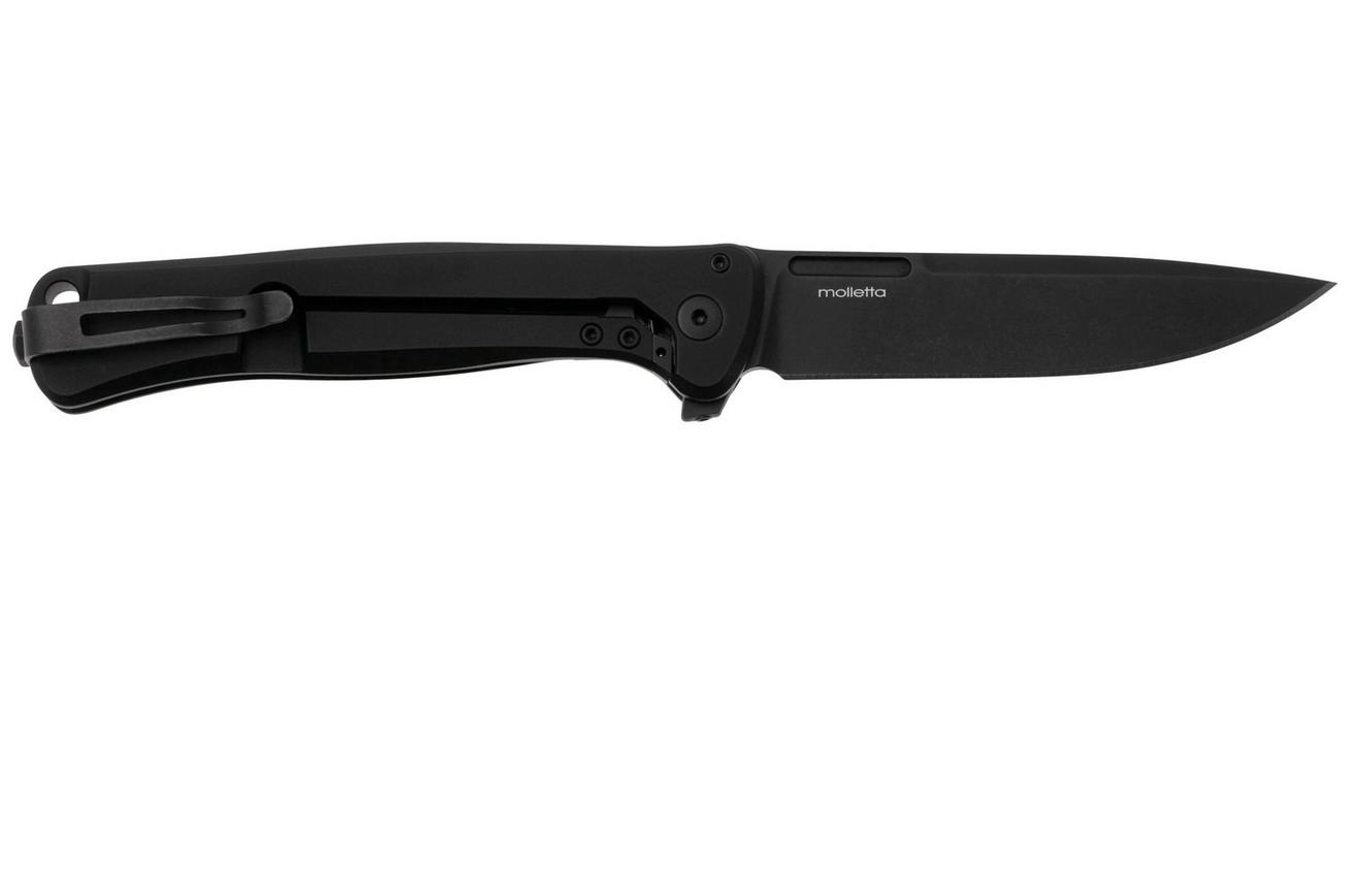 LionSteel Skinny Solid SK01A BB Black Aluminium Black Canvas Micarta inlay, Blackwashed zakmes, Molletta design