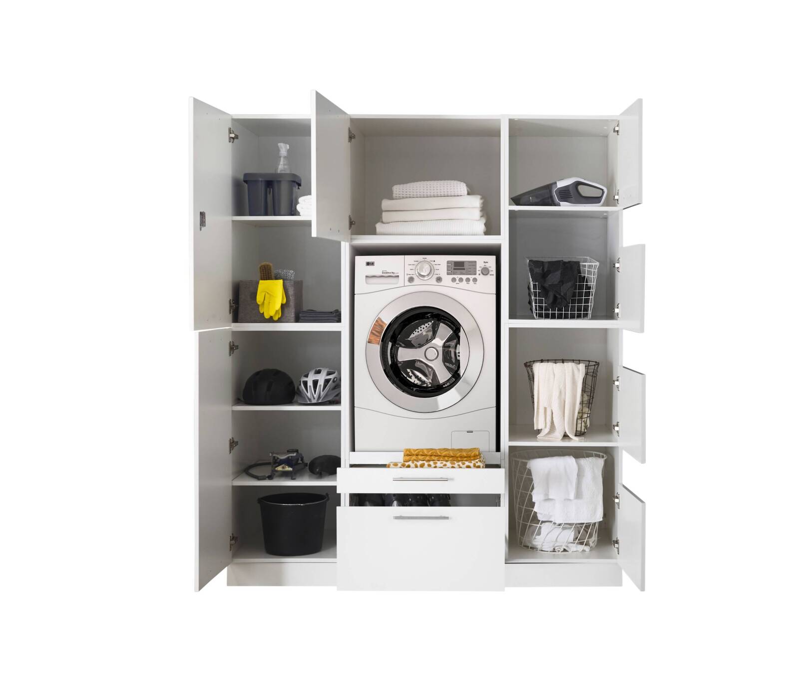 RESPEKTA 3-teiliges Hauswirtschaftsraum-Set CLARA - weiß matt - 167,4 cm