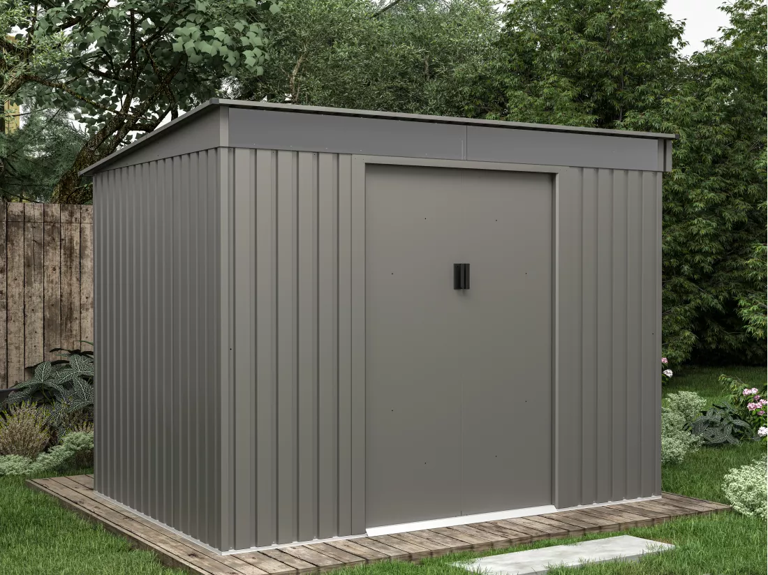 Abri de jardin métal en acier galvanisé gris 4,77 m² - FOLCO