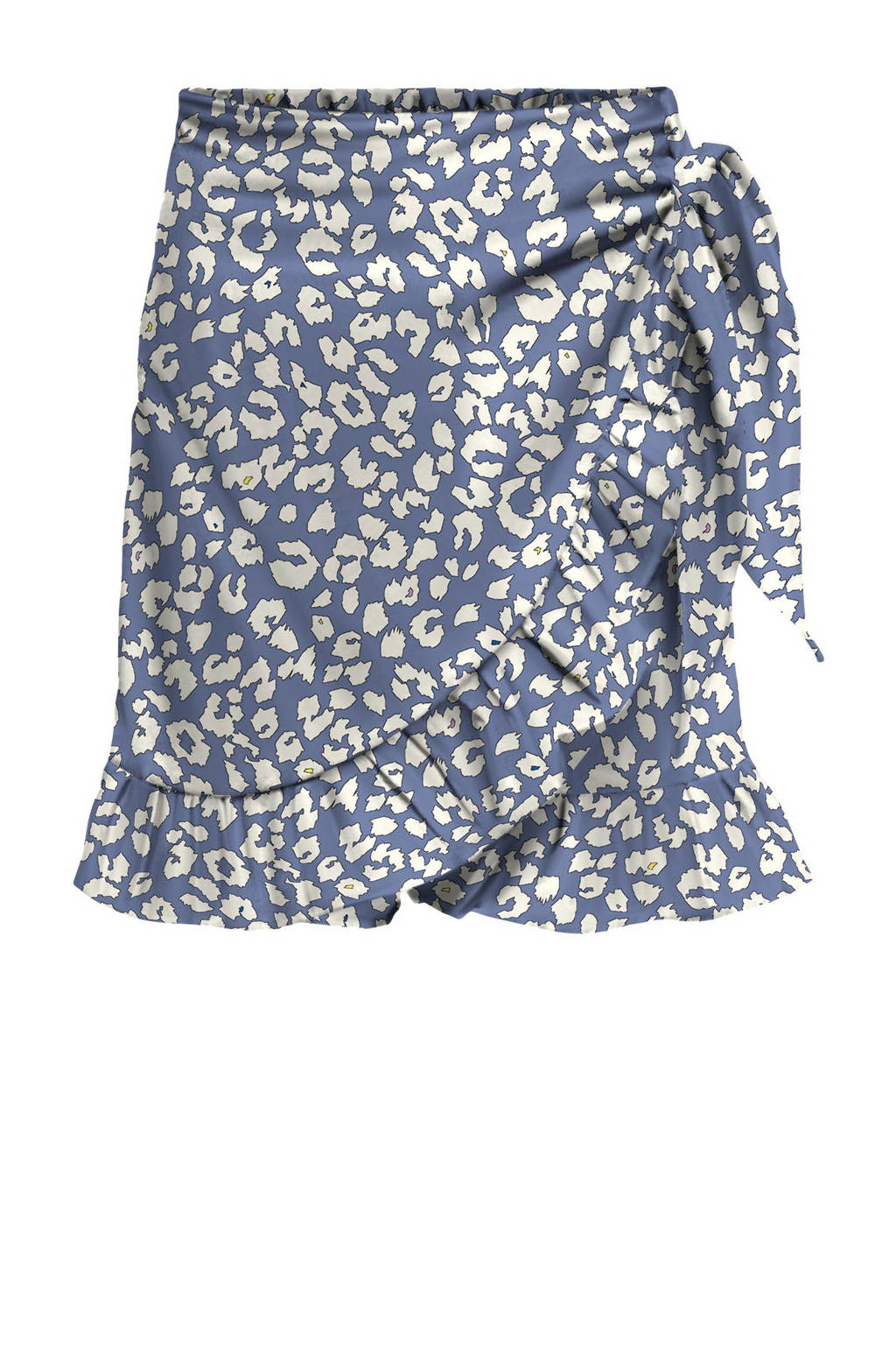 ONLY skort KOGLINO met panterprint en volant blauw/wit