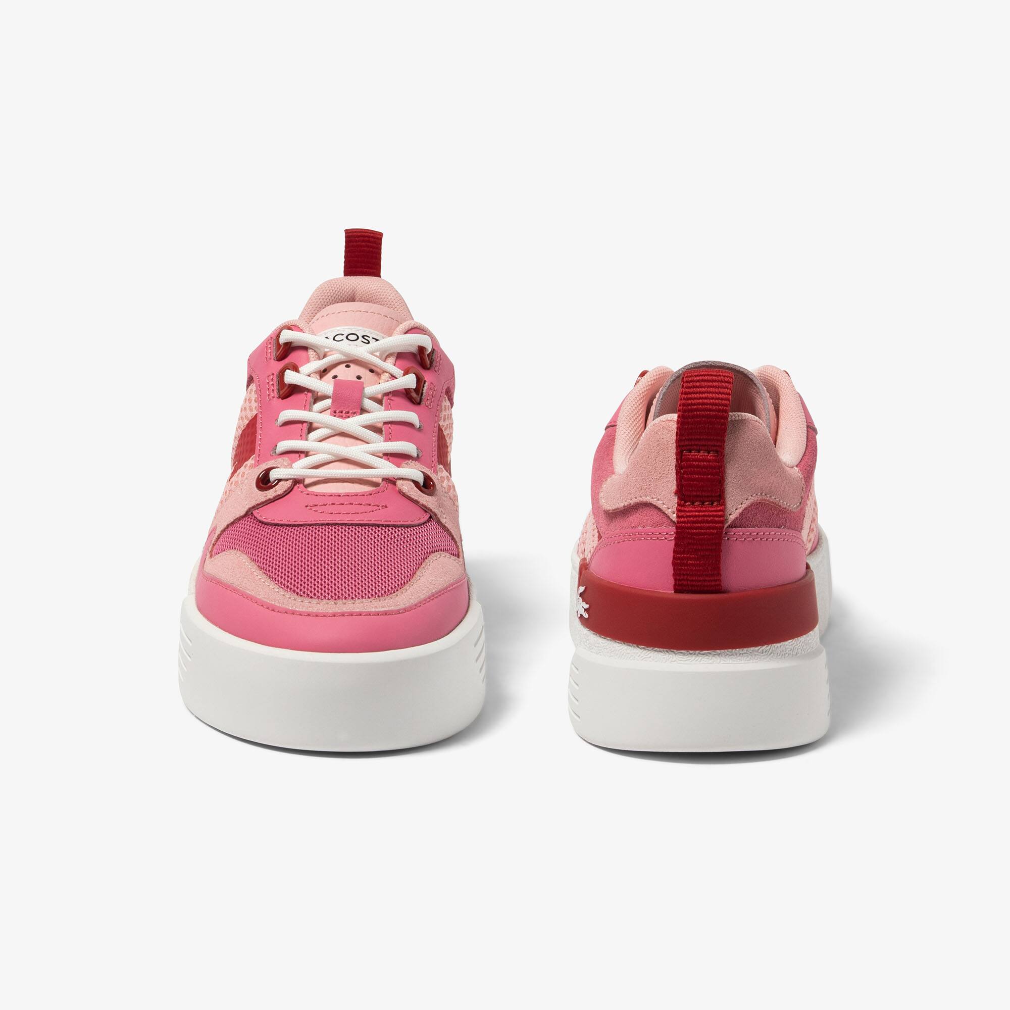 Sneakers L002 femme Lacoste en cuir, détail au talon Sneakers - Rose - Lacoste - Femme