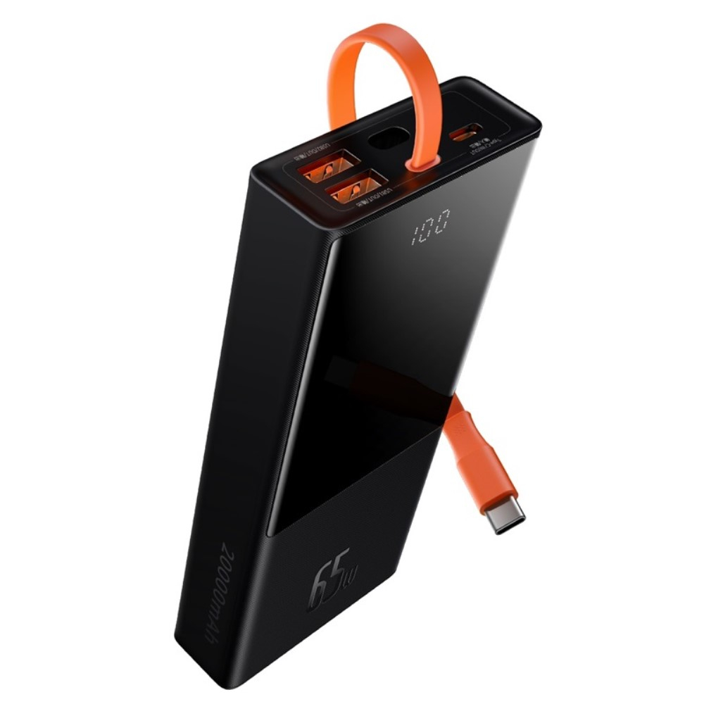 (65W) 20000mAh Dual USB A / USB C Powerbank Ladegerät mit LED Anzeige - Schwarz