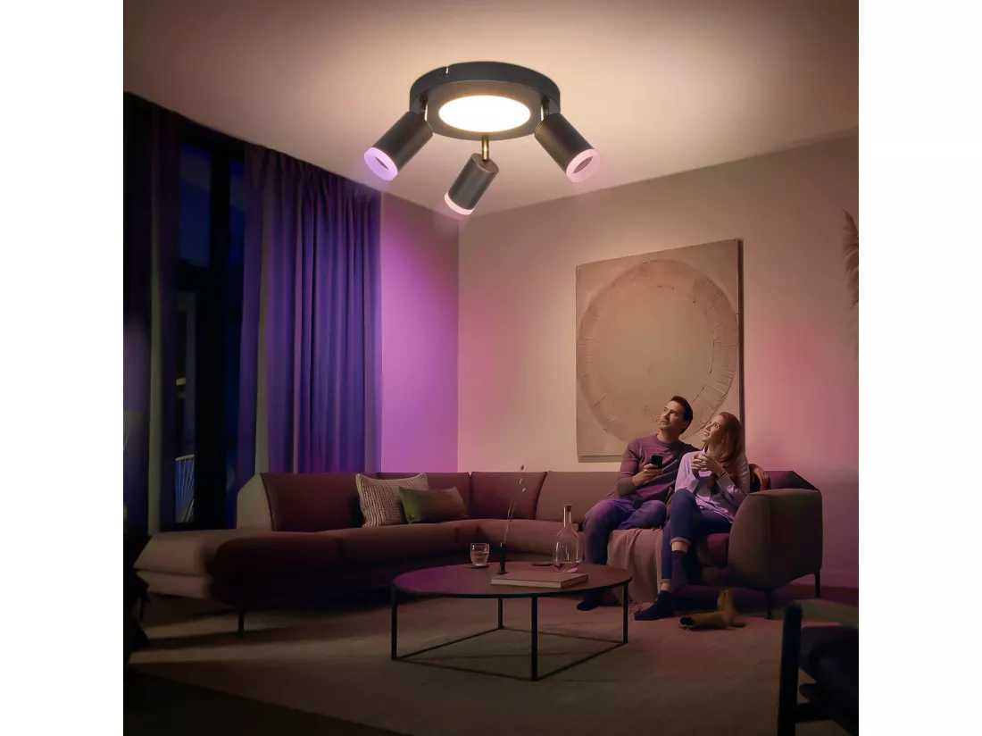 NETTLIFE Spot de plafond 3 ampoules GU10 20W chambre 3000k lampe cuisine noire orientable 350 orientable en métal