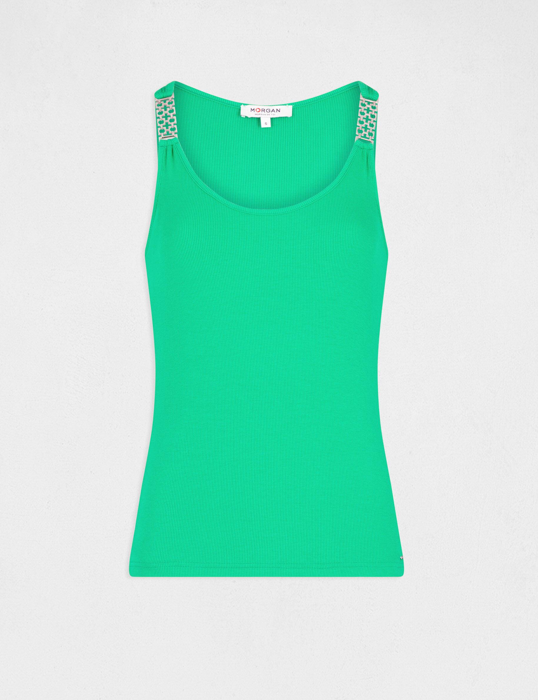 Débardeur avec bretelles à ornements vert femme - vert