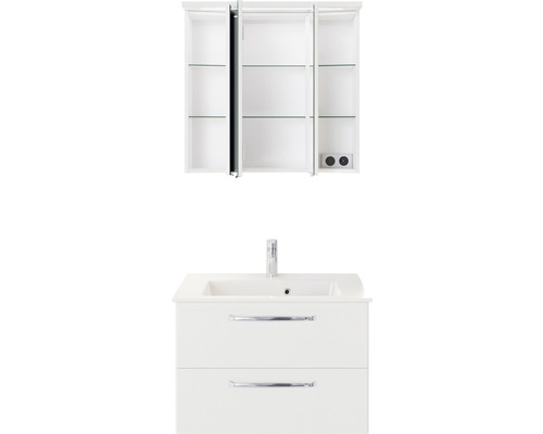 Pelipal Kumba badkamermeubelset, BxHxD 77 x 200 x 50 cm, hoogglans witte fronten met witte mineraalgietwastafel, 99.77012109