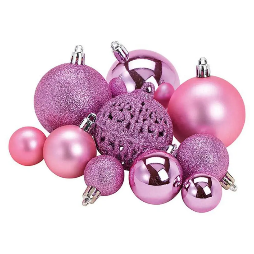 G. Wurm Kerstballen - 50ST - roze - 3 - 4 - 6 cm - kunststof