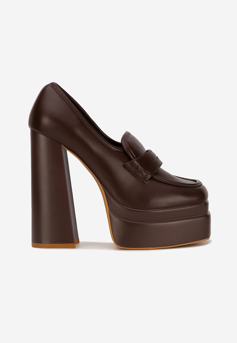 Mocassins à talon bruns Dieppa