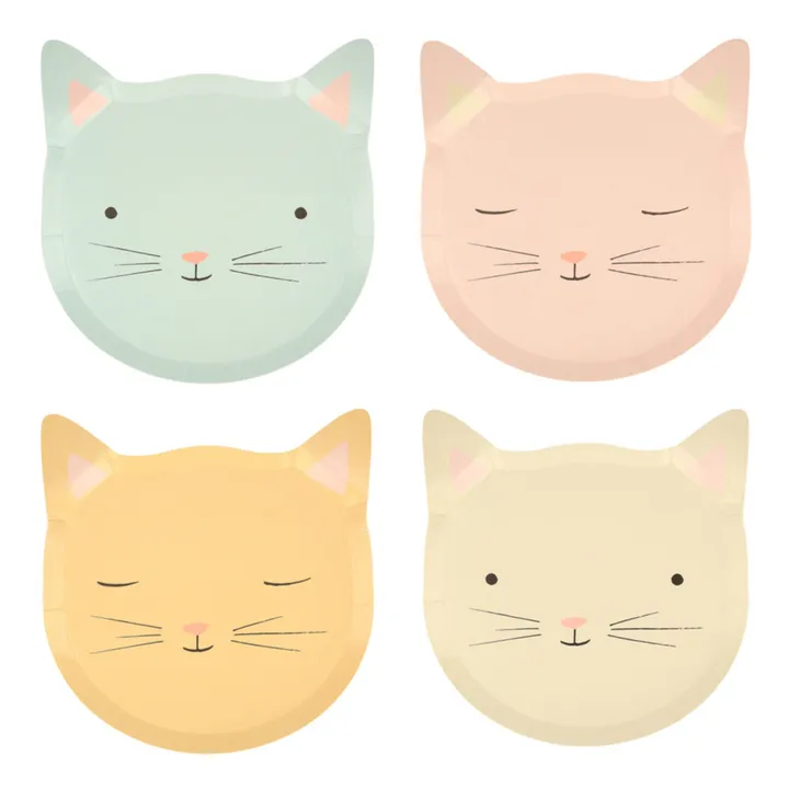 Meri Meri Assiettes en carton Chat pastel - Set de 8