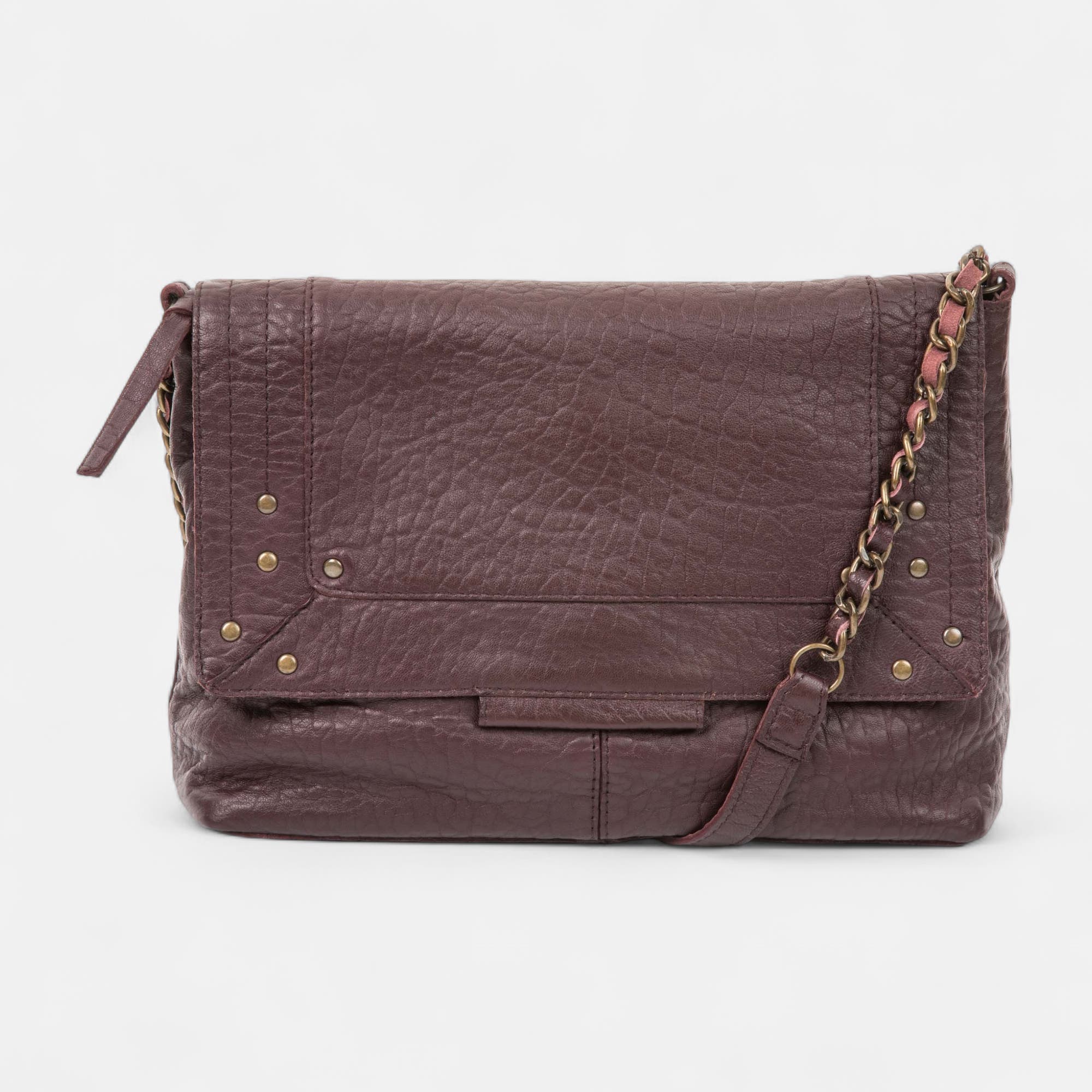 Sac bandoulière en cuir bordeaux