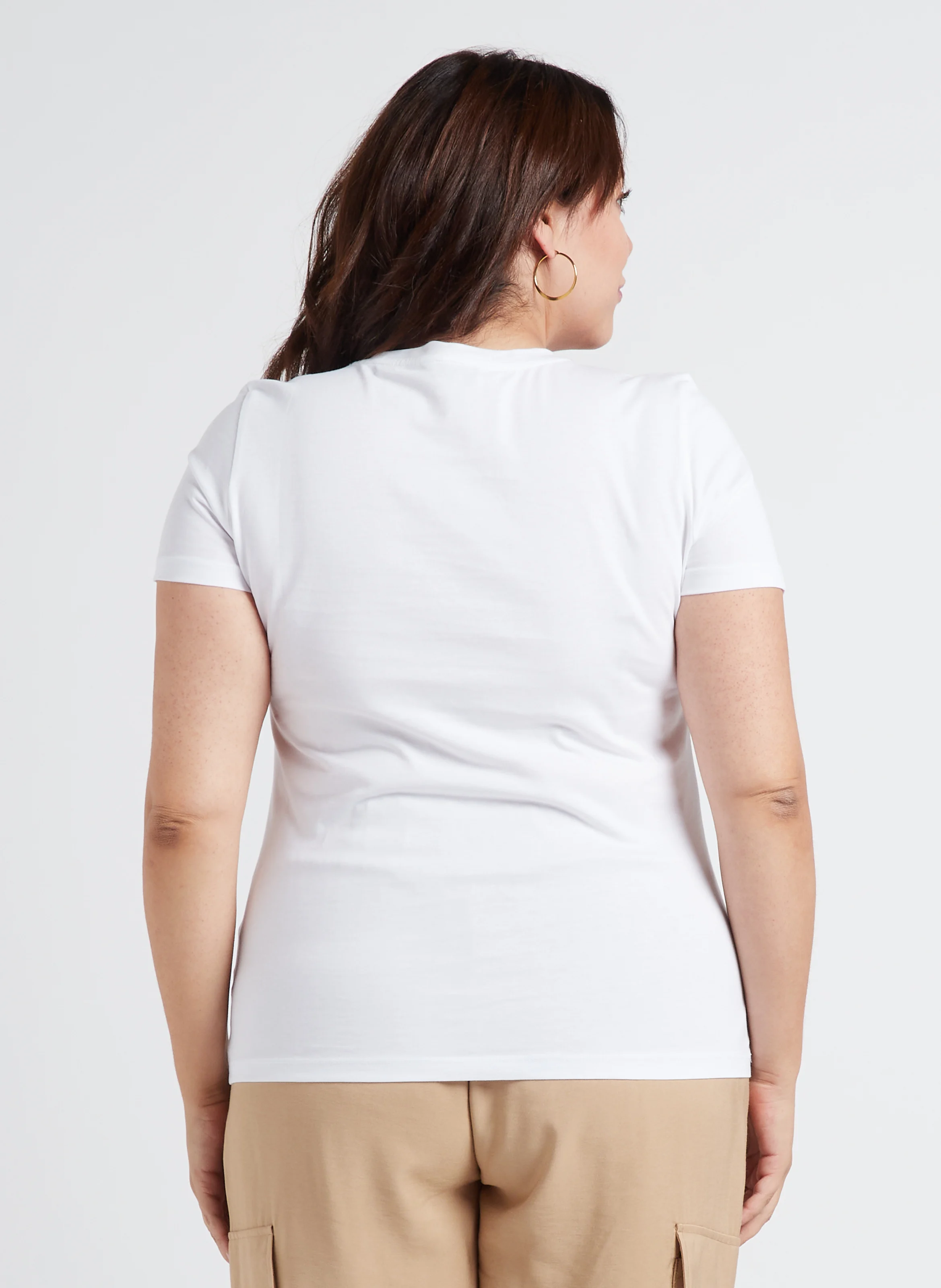 Tee-shirt col rond brodé en coton bio | Blanc