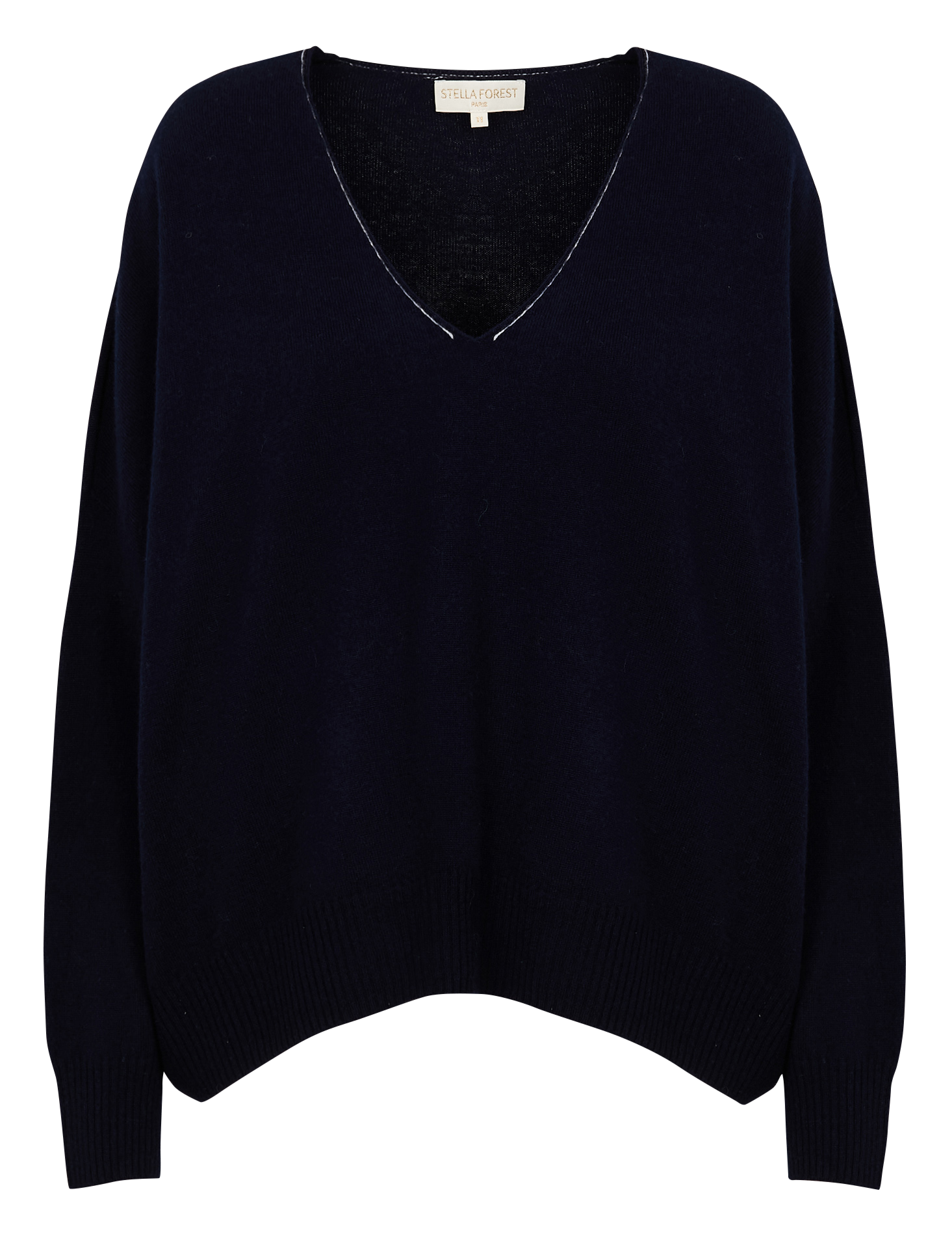 YSEULT - Pull oversize col V en laine | Bleu