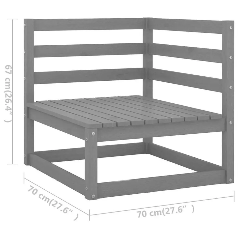 vidaXL - Tuinhoekbank - Grijs - Grenenhout - Met antracietkleurige kussens