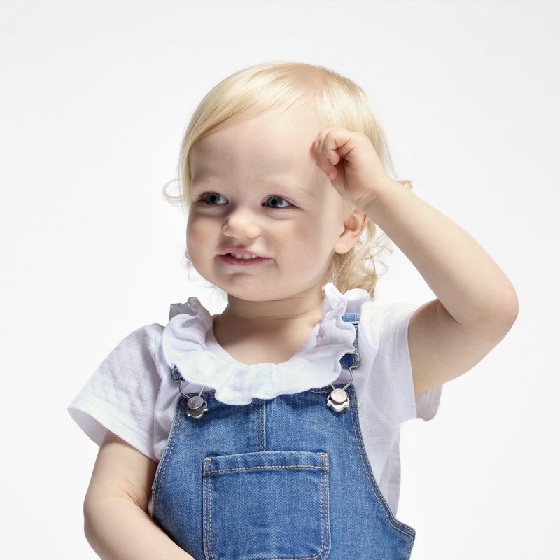 T-shirt col volanté maille fantaisie blanc bébé fille Blanc