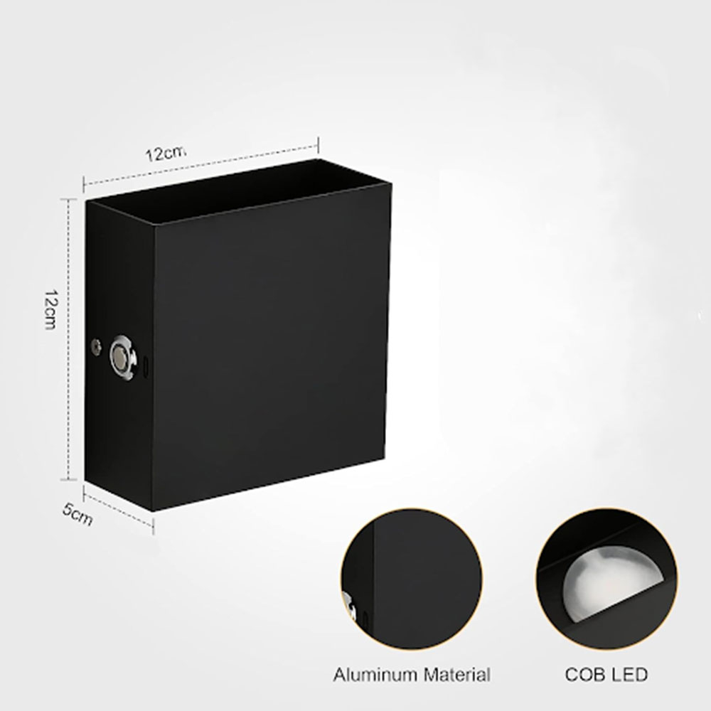 (12x12cm) 2 LED's Touch Lampe Wandleuchte Magnetische USB Home Deko Beleuchtung mit Dämmerungssensor - Schwarz