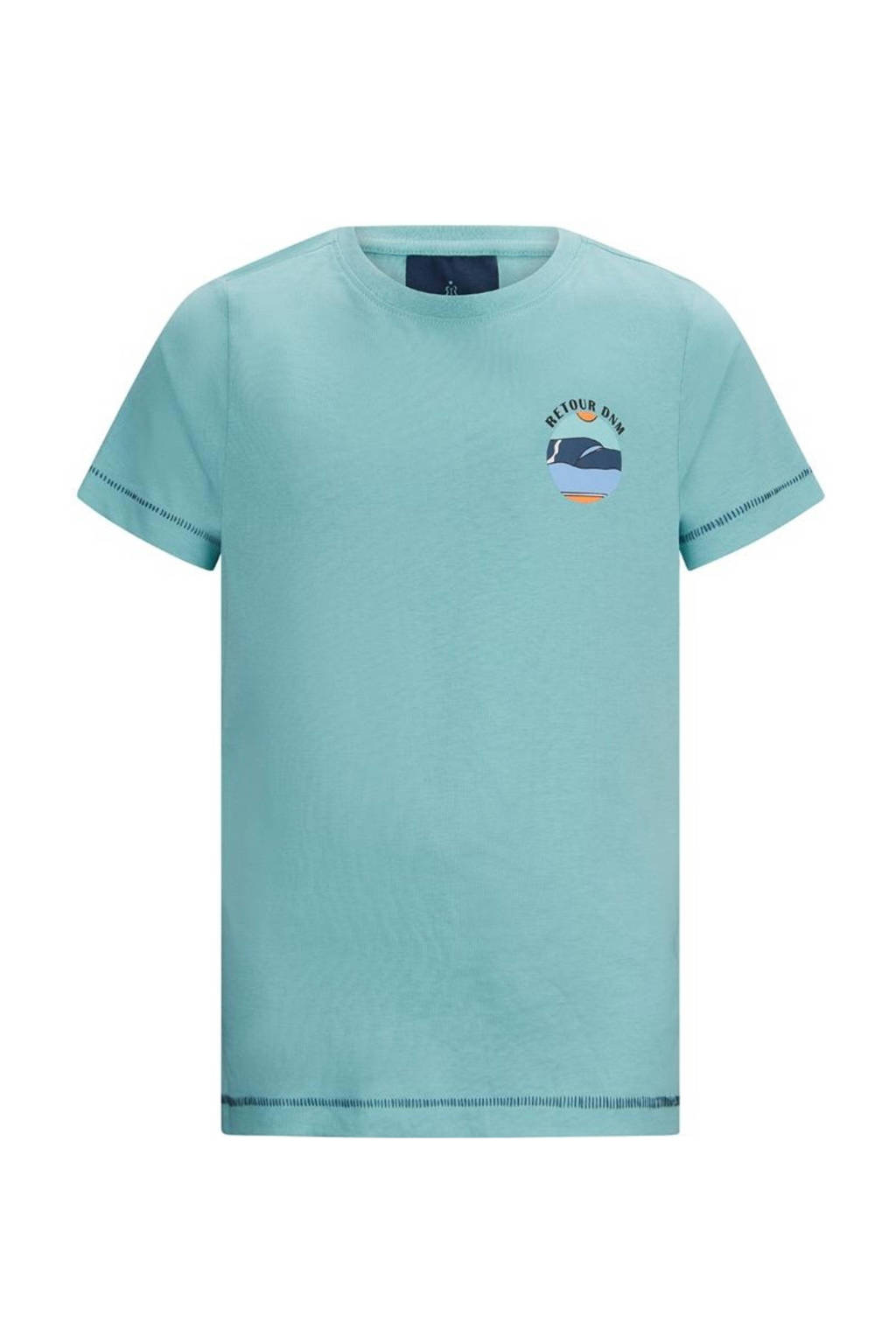 Retour Jeans T-shirt Chris met backprint lichtblauw