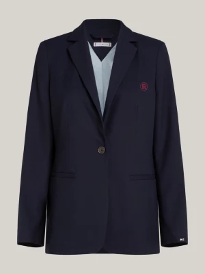 Blazer regular de abotoamento simples com bordado de monograma TH