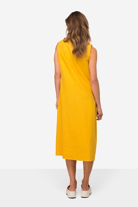 Leinenmix-Kleid, Straight Fit, Rundhals, seitliche Zierschleife
